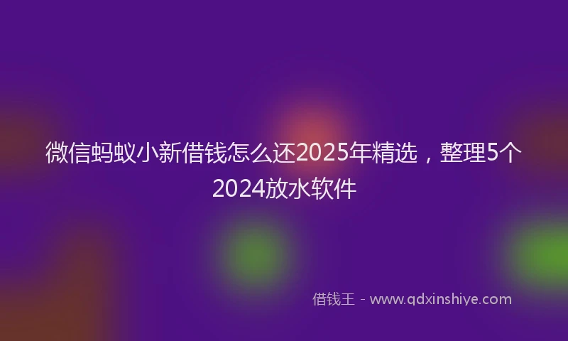 微信蚂蚁小新借钱怎么还2025年精选，整理5个2024放水软件
