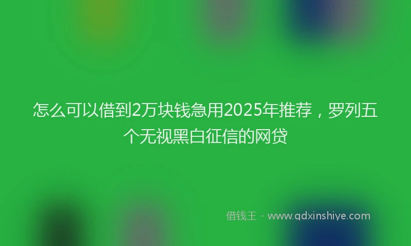怎么可以借到2万块钱急用2025年推荐，罗列五个无视黑白征信的网贷