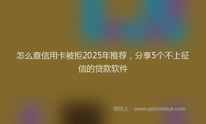 怎么查信用卡被拒2025年推荐，分享5个不上征信的贷款软件