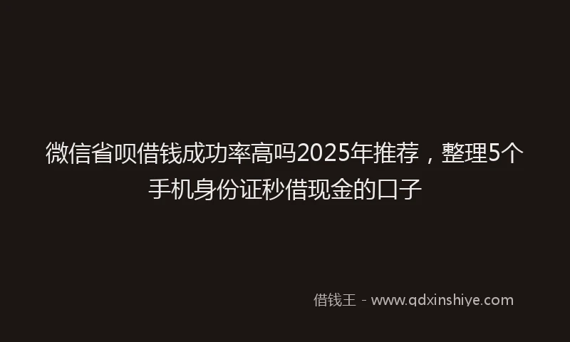 微信省呗借钱成功率高吗2025年推荐，整理5个手机身份证秒借现金的口子