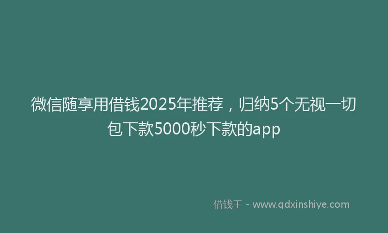 微信随享用借钱2025年推荐，归纳5个无视一切包下款5000秒下款的app