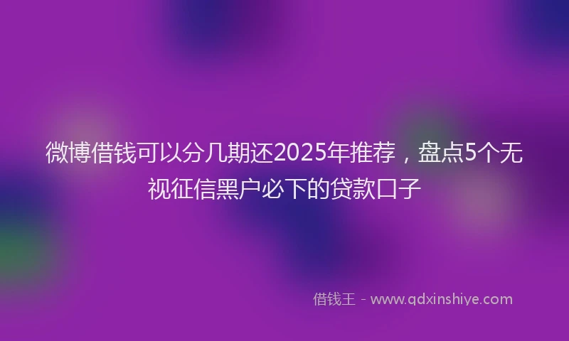 微博借钱可以分几期还2025年推荐，盘点5个无视征信黑户必下的贷款口子