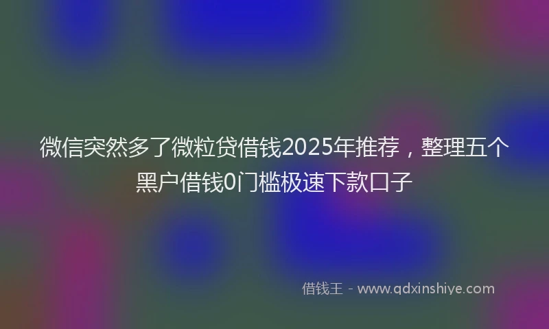 微信突然多了微粒贷借钱2025年推荐，整理五个黑户借钱0门槛极速下款口子