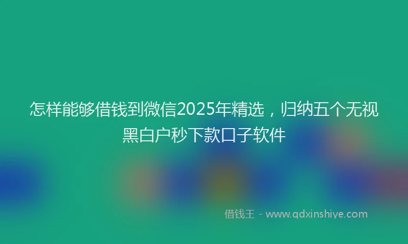怎样能够借钱到微信2025年精选，归纳五个无视黑白户秒下款口子软件
