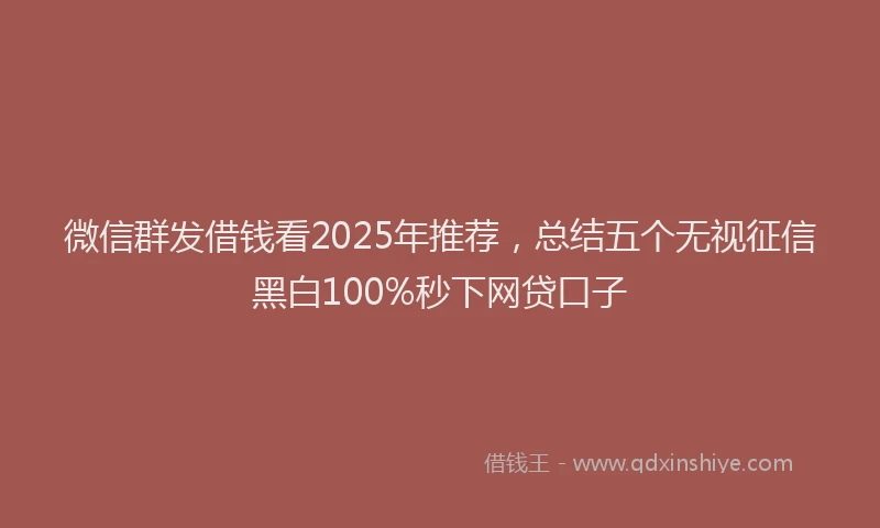 微信群发借钱看2025年推荐，总结五个无视征信黑白100%秒下网贷口子