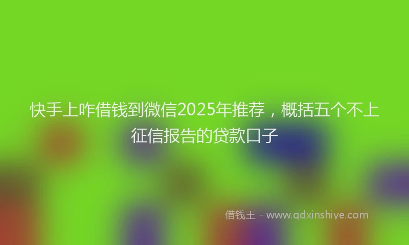 快手上咋借钱到微信2025年推荐，概括五个不上征信报告的贷款口子