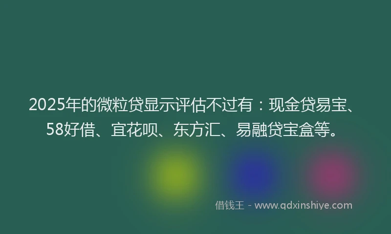 2025年的微粒贷显示评估不过有：现金贷易宝、58好借、宜花呗、东方汇、易融贷宝盒等。