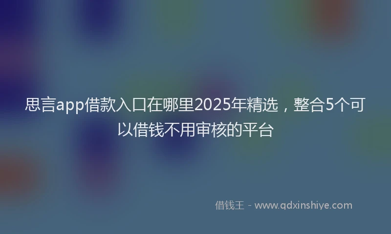 思言app借款入口在哪里2025年精选，整合5个可以借钱不用审核的平台