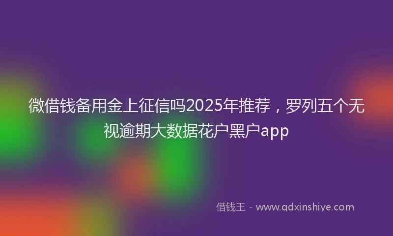 微借钱备用金上征信吗2025年推荐，罗列五个无视逾期大数据花户黑户app