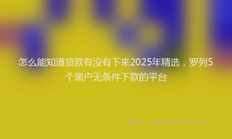 怎么能知道贷款有没有下来2025年精选，罗列5个黑户无条件下款的平台