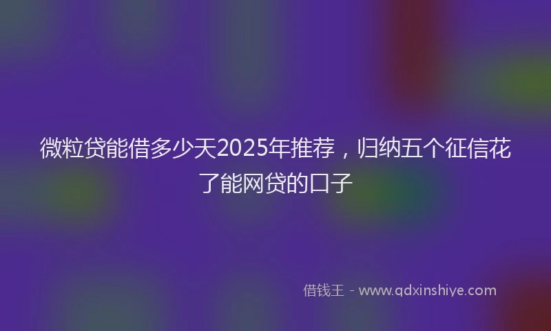 微粒贷能借多少天2025年推荐，归纳五个征信花了能网贷的口子