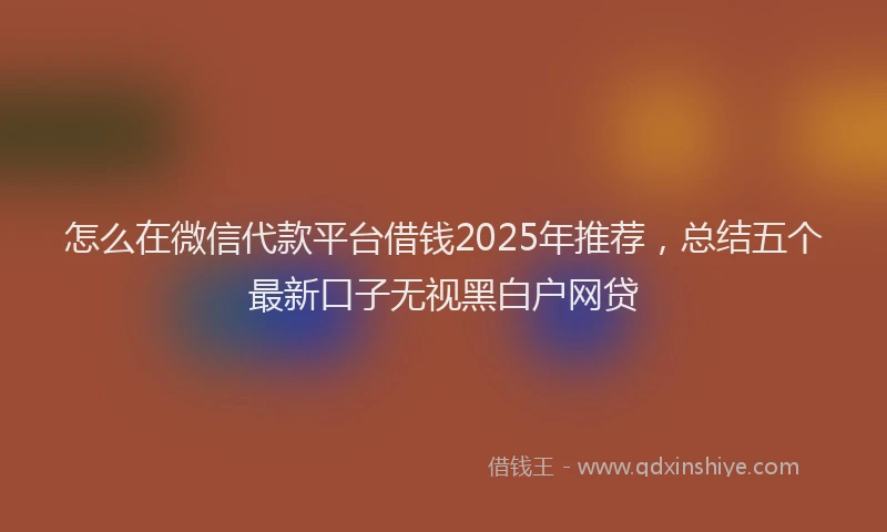 怎么在微信代款平台借钱2025年推荐，总结五个最新口子无视黑白户网贷