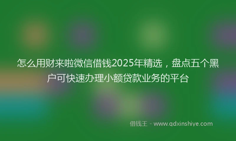 怎么用财来啦微信借钱2025年精选，盘点五个黑户可快速办理小额贷款业务的平台