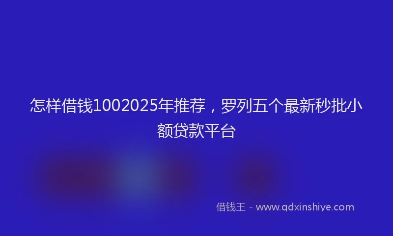 怎样借钱1002025年推荐，罗列五个最新秒批小额贷款平台