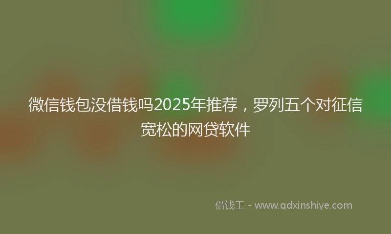 微信钱包没借钱吗2025年推荐，罗列五个对征信宽松的网贷软件