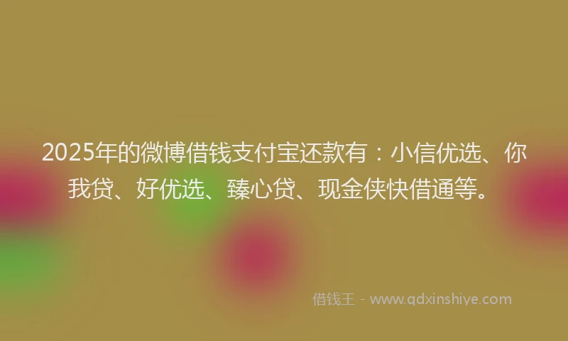 2025年的微博借钱支付宝还款有：小信优选、你我贷、好优选、臻心贷、现金侠快借通等。