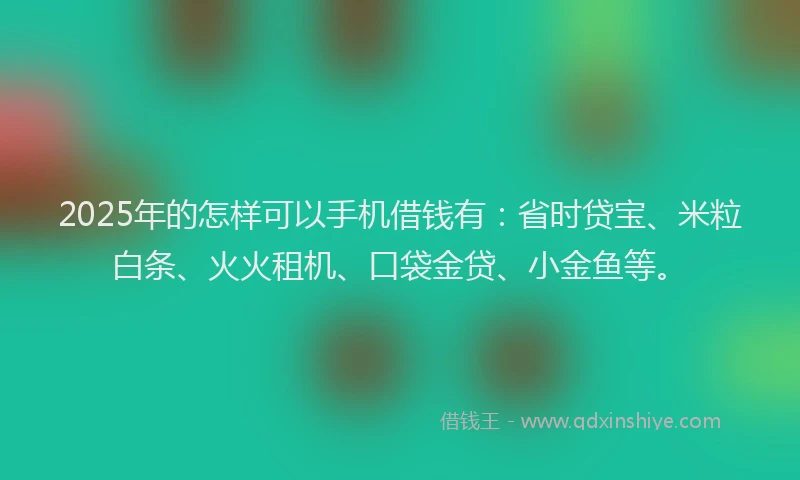 2025年的怎样可以手机借钱有：省时贷宝、米粒白条、火火租机、口袋金贷、小金鱼等。