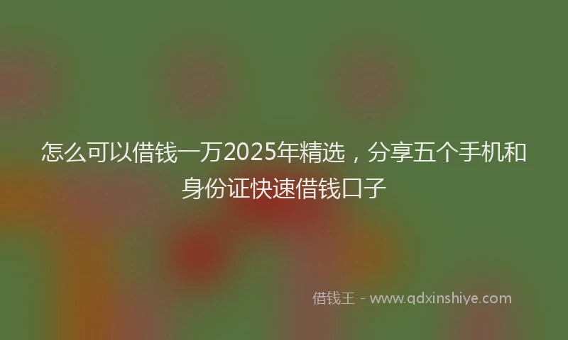 怎么可以借钱一万2025年精选，分享五个手机和身份证快速借钱口子