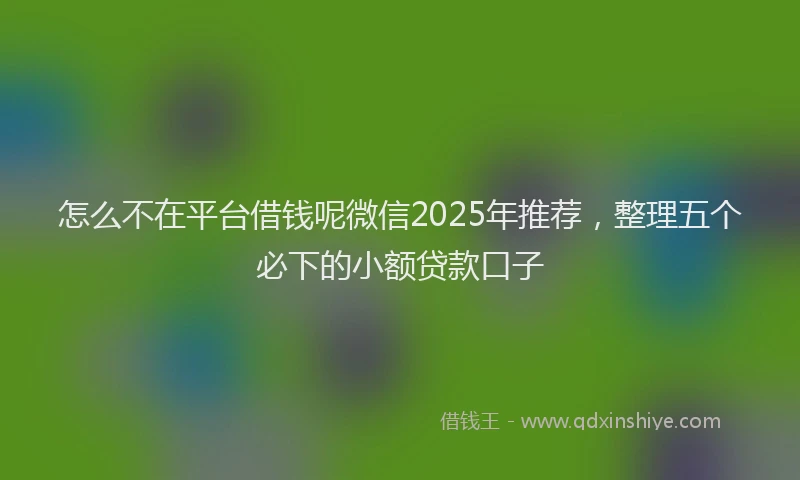怎么不在平台借钱呢微信2025年推荐，整理五个必下的小额贷款口子