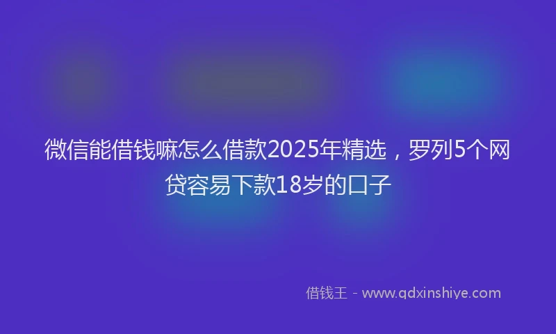 微信能借钱嘛怎么借款2025年精选，罗列5个网贷容易下款18岁的口子