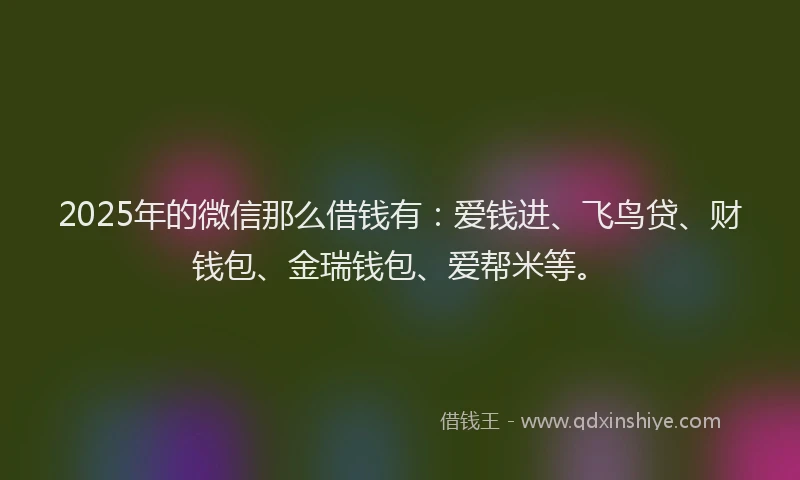 2025年的微信那么借钱有：爱钱进、飞鸟贷、财钱包、金瑞钱包、爱帮米等。