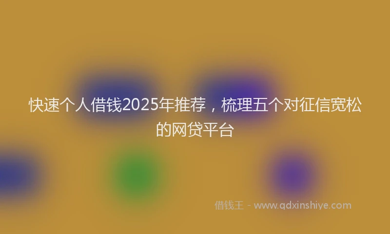 快速个人借钱2025年推荐，梳理五个对征信宽松的网贷平台