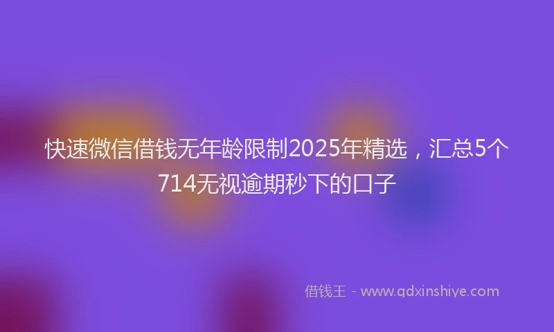 快速微信借钱无年龄限制2025年精选，汇总5个714无视逾期秒下的口子