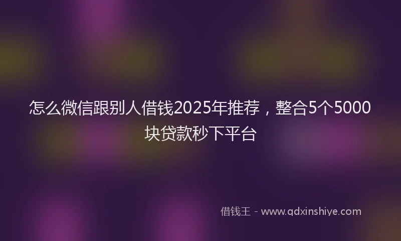 怎么微信跟别人借钱2025年推荐，整合5个5000块贷款秒下平台