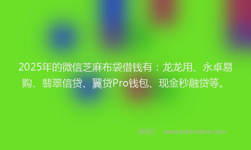 2025年的微信芝麻布袋借钱有：龙龙用、永卓易购、翡翠信贷、翼贷Pro钱包、现金秒融贷等。