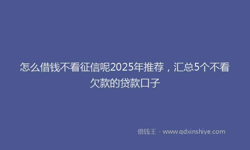 怎么借钱不看征信呢2025年推荐，汇总5个不看欠款的贷款口子
