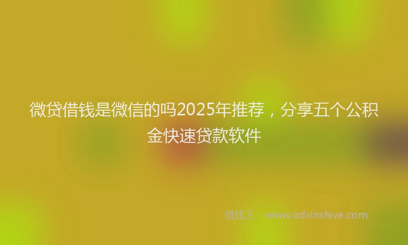微贷借钱是微信的吗2025年推荐，分享五个公积金快速贷款软件