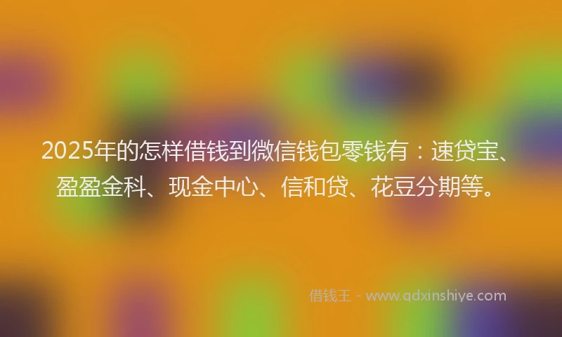 2025年的怎样借钱到微信钱包零钱有：速贷宝、盈盈金科、现金中心、信和贷、花豆分期等。