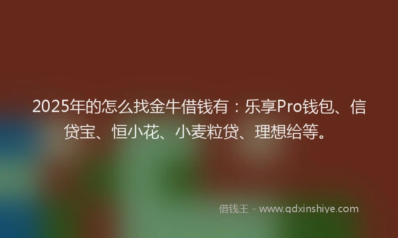 2025年的怎么找金牛借钱有：乐享Pro钱包、信贷宝、恒小花、小麦粒贷、理想给等。