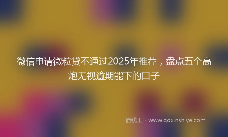 微信申请微粒贷不通过2025年推荐，盘点五个高炮无视逾期能下的口子