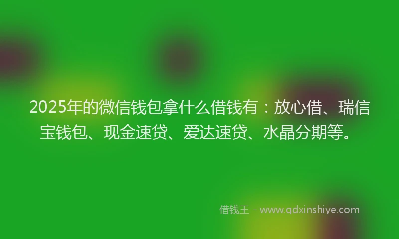 2025年的微信钱包拿什么借钱有：放心借、瑞信宝钱包、现金速贷、爱达速贷、水晶分期等。
