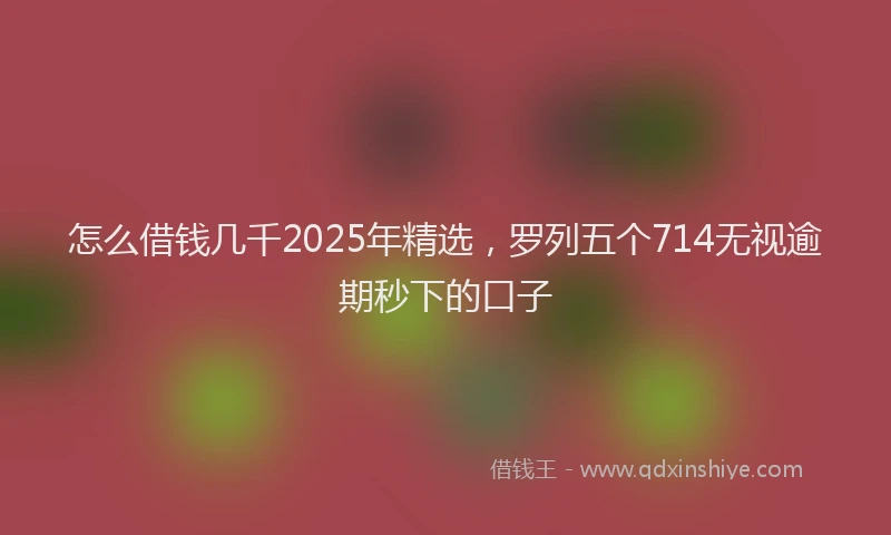怎么借钱几千2025年精选，罗列五个714无视逾期秒下的口子