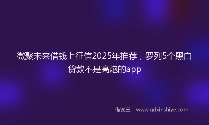 微聚未来借钱上征信2025年推荐，罗列5个黑白贷款不是高炮的app