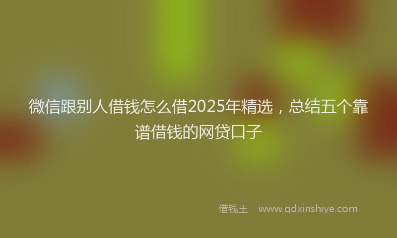 微信跟别人借钱怎么借2025年精选，总结五个靠谱借钱的网贷口子