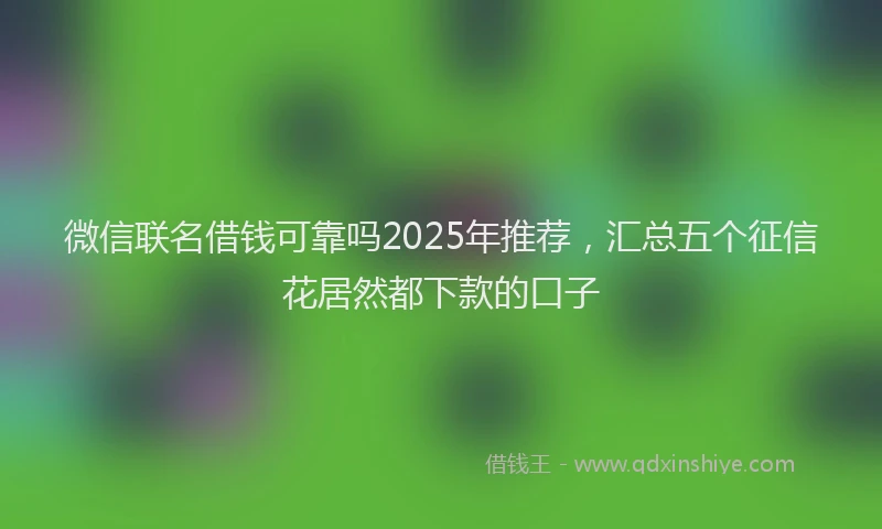 微信联名借钱可靠吗2025年推荐，汇总五个征信花居然都下款的口子