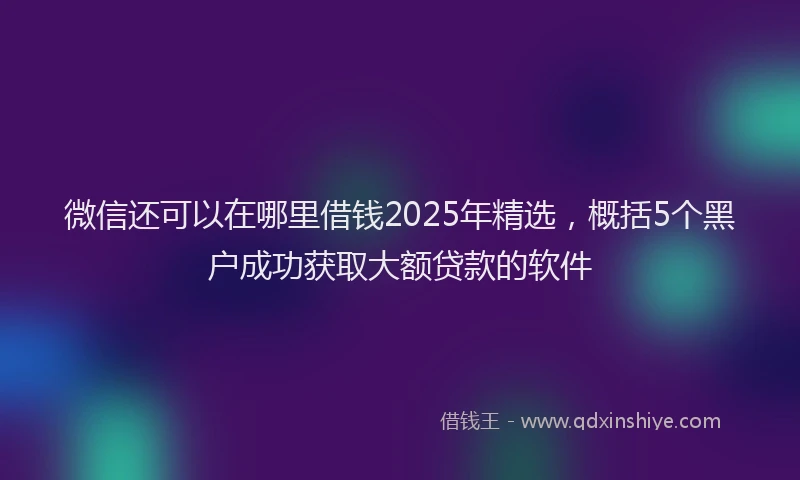微信还可以在哪里借钱2025年精选，概括5个黑户成功获取大额贷款的软件