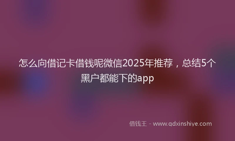 怎么向借记卡借钱呢微信2025年推荐，总结5个黑户都能下的app