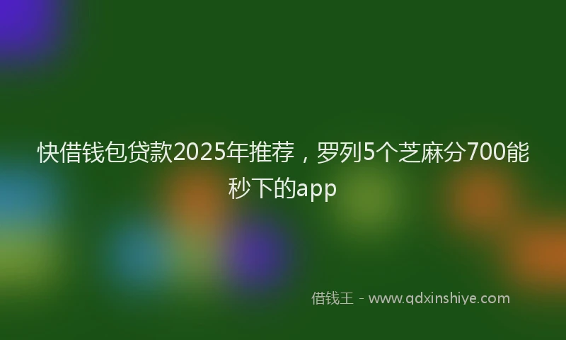 快借钱包贷款2025年推荐，罗列5个芝麻分700能秒下的app
