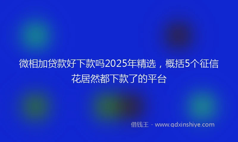 微相加贷款好下款吗2025年精选，概括5个征信花居然都下款了的平台