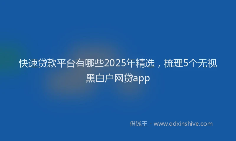 快速贷款平台有哪些2025年精选，梳理5个无视黑白户网贷app