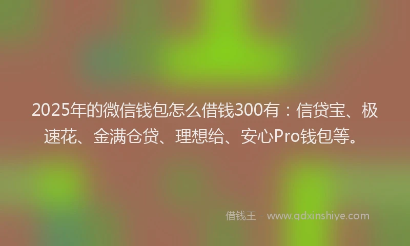 2025年的微信钱包怎么借钱300有：信贷宝、极速花、金满仓贷、理想给、安心Pro钱包等。
