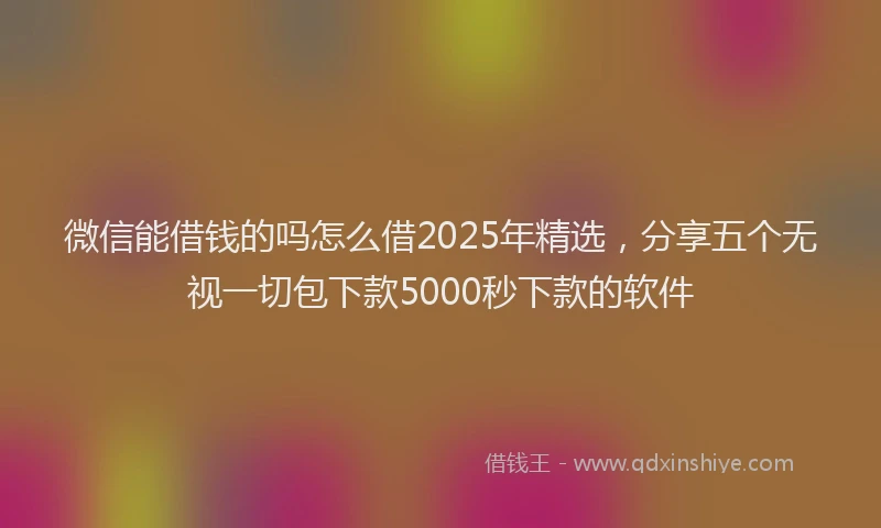 微信能借钱的吗怎么借2025年精选，分享五个无视一切包下款5000秒下款的软件