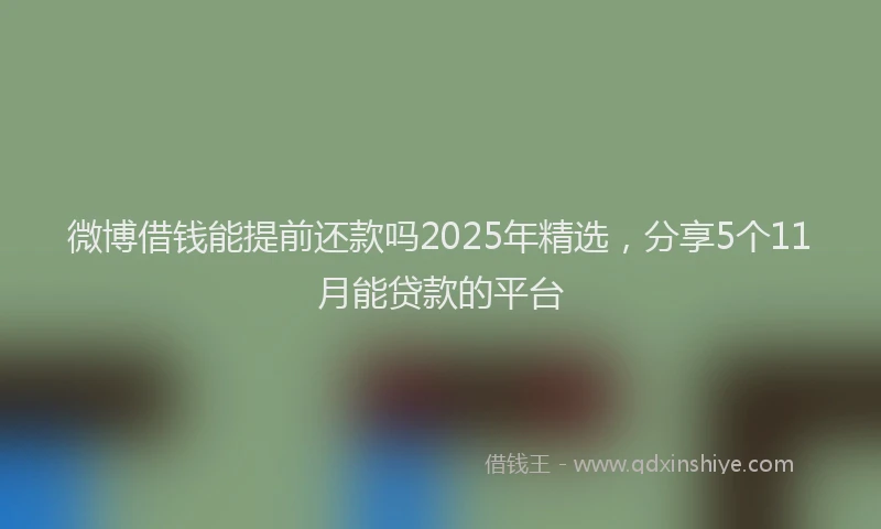 微博借钱能提前还款吗2025年精选，分享5个11月能贷款的平台