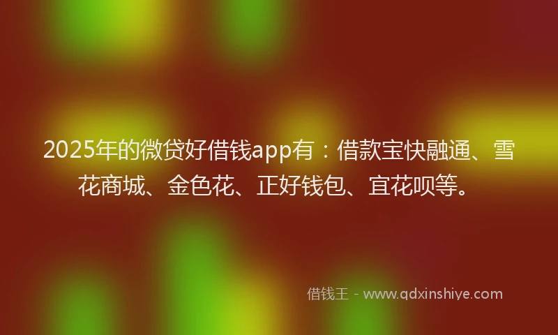 2025年的微贷好借钱app有：借款宝快融通、雪花商城、金色花、正好钱包、宜花呗等。