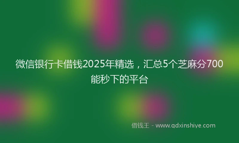 微信银行卡借钱2025年精选，汇总5个芝麻分700能秒下的平台