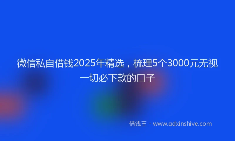 微信私自借钱2025年精选，梳理5个3000元无视一切必下款的口子